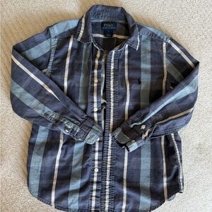 Polo Ralph Lauren Boys Plaid Button Down Shirt Size 6 Blue